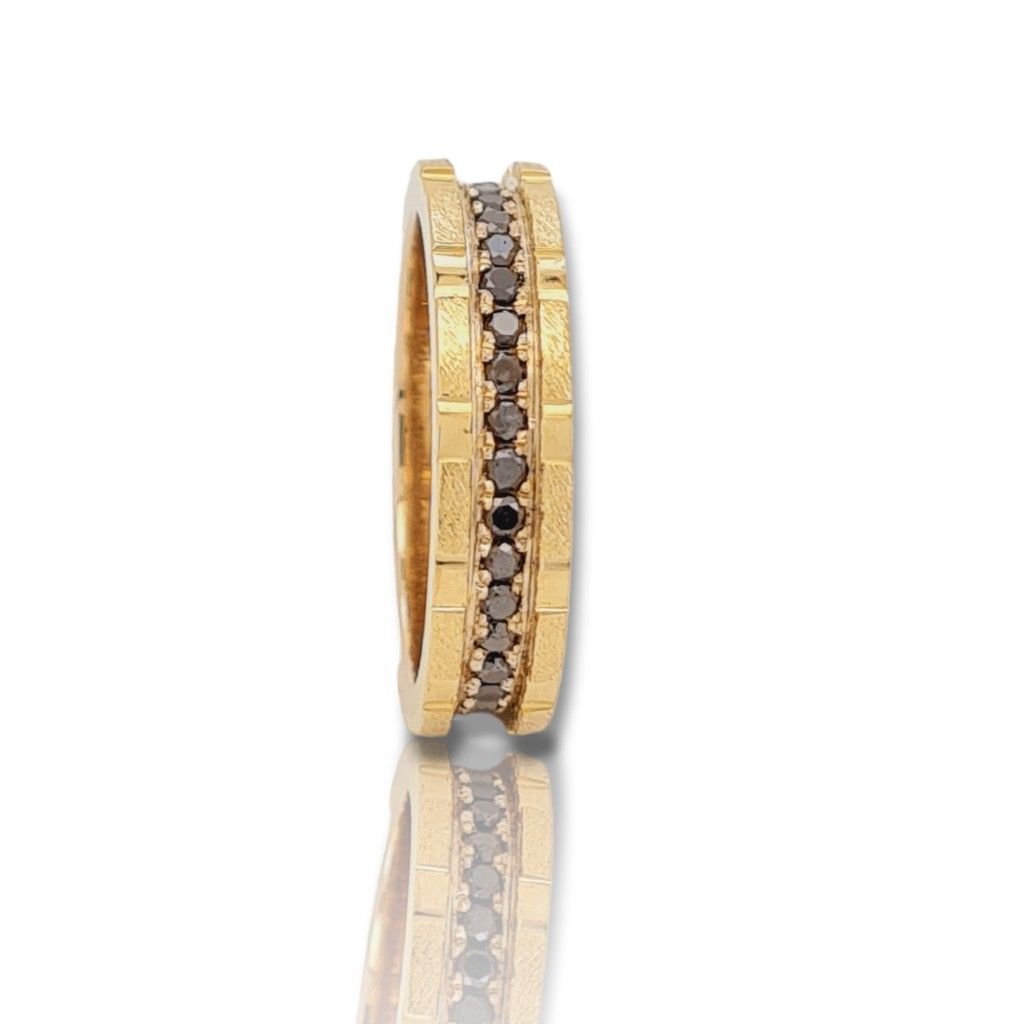 Eternity Yellow gold k14 ring with dlack diamonds (M2709)